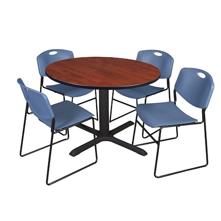 Cain Cain Round Table & Chair Set, Wood, Metal, Polypropylene Top TB48RNDCH44BE